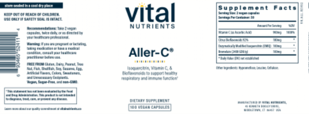 Vital Nutrients Aller-C Recall supplement bottle