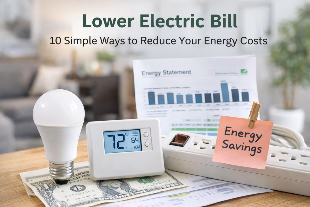 lower electric bill using simple energy saving tips at home