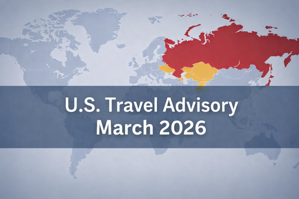 U.S. Travel Advisory March 2026 global conflict travel map