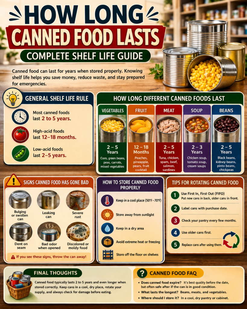 How long canned food lasts shelf life chart