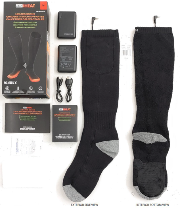 32 Degrees heated socks recalled by CPSC due to overheating battery pack burn hazard sold at Costco