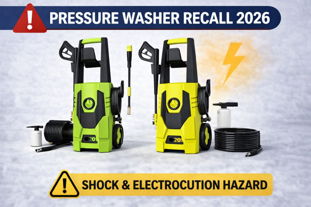 pressure washer recall 2026 Agiiman electric washer electrocution hazard warning
