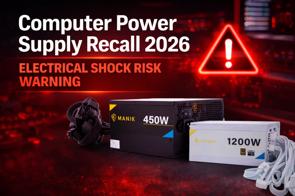 computer power supply recall 2026 electrical shock warning Apex Manik PSU hazard