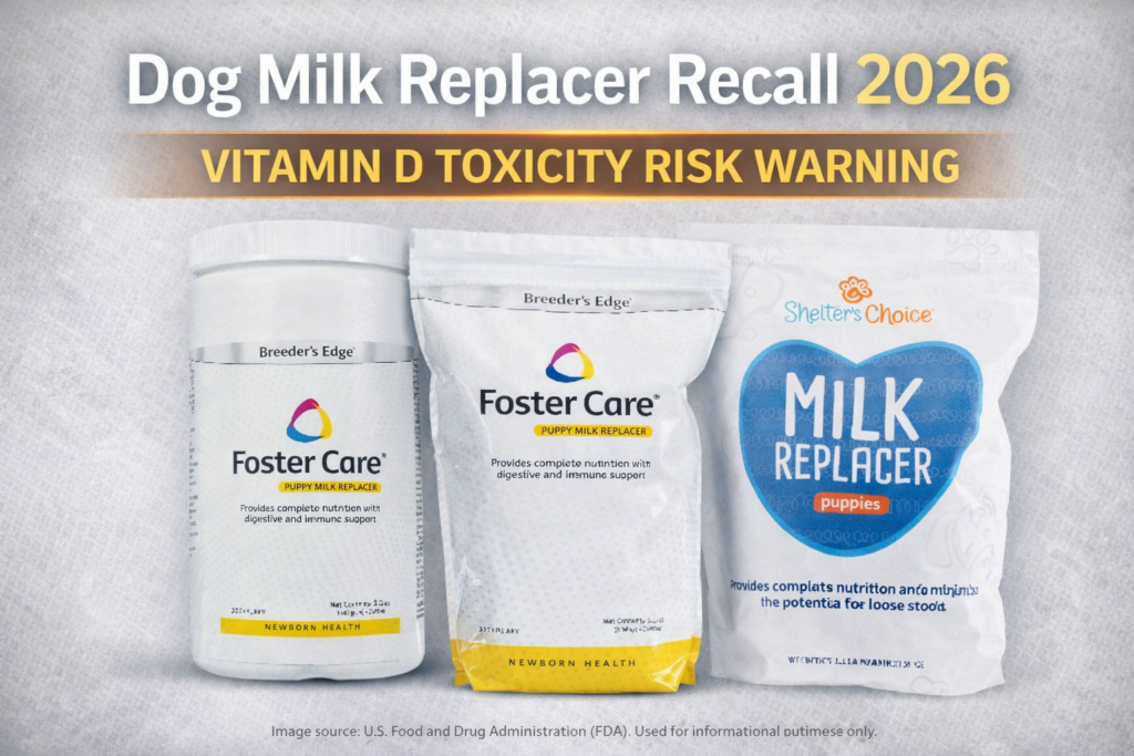 dog milk replacer recall 2026 Foster Care Shelter Choice puppy formula vitamin D risk