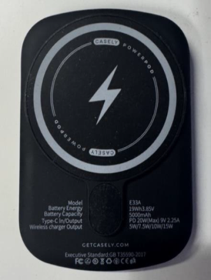 Casely wireless portable charger recall front view battery hazard device