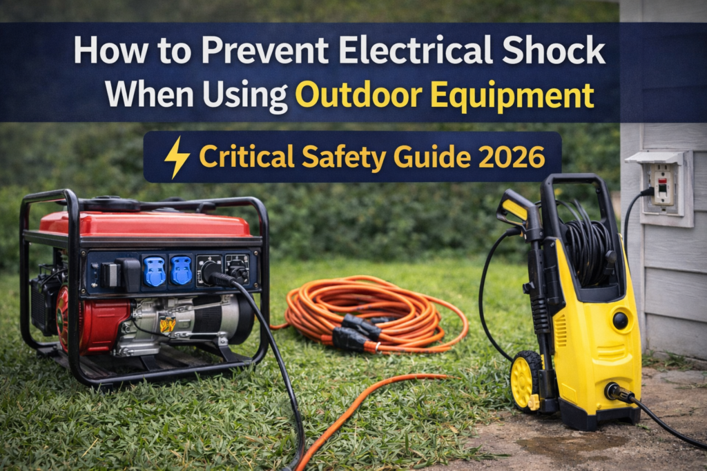 prevent electrical shock outdoor equipment generator pressure washer extension cord safety