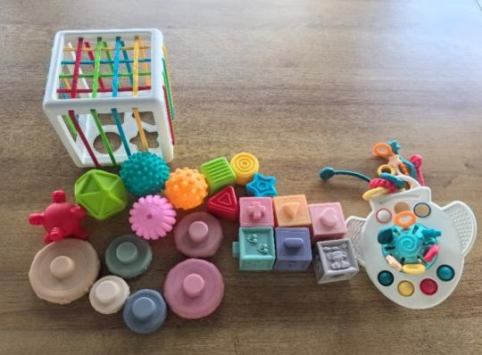 recalled Montessori toy sets close up small detachable parts choking hazard