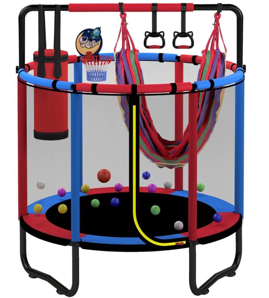 SEGMART toddler trampoline recall model with accessories hammock punching bag straps