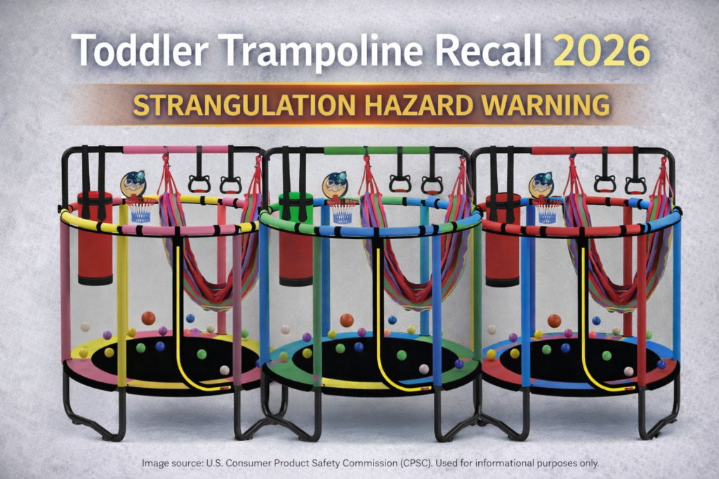 toddler trampoline recall 2026 SEGMART mini trampoline strangulation hazard