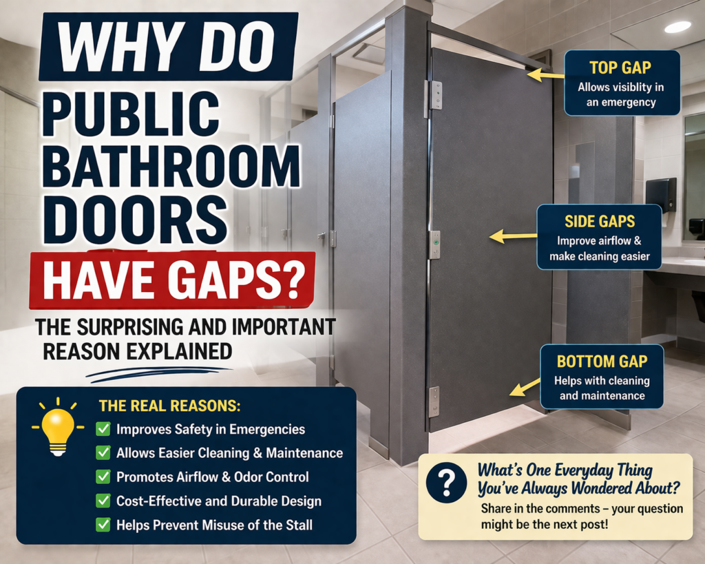 why do public bathroom doors have gaps image showing restroom stall design