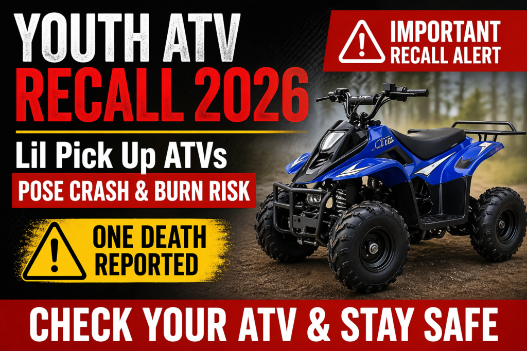 youth ATV recall 2026 Lil Pick Up ATVs crash burn hazard warning