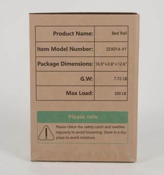 ZOLIQUEX bed rail packaging recall product box senior safety device