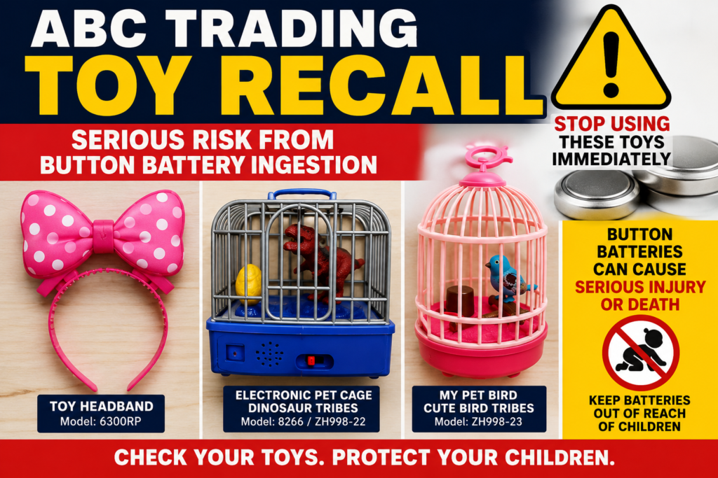 ABC Trading toy recall warning for children’s toys with accessible button battery compartments