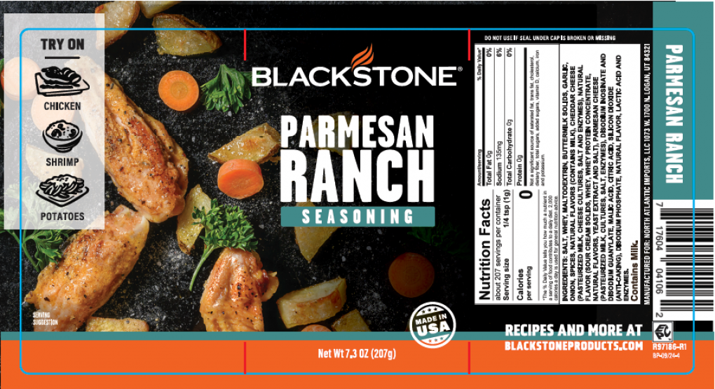 Blackstone Parmesan Ranch seasoning label for recalled 7.3 oz product sold at Walmart and online