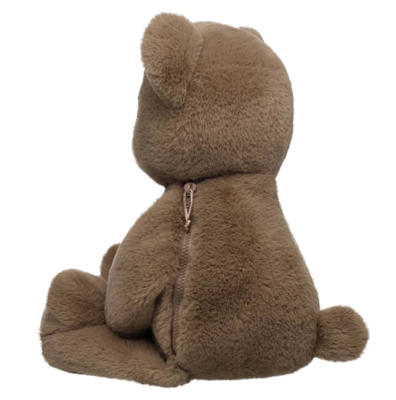 Build-A-Bear Heartwarming Hugs Bear rear zipper area image showing recalled plush toy involved in child choking hazard recall
