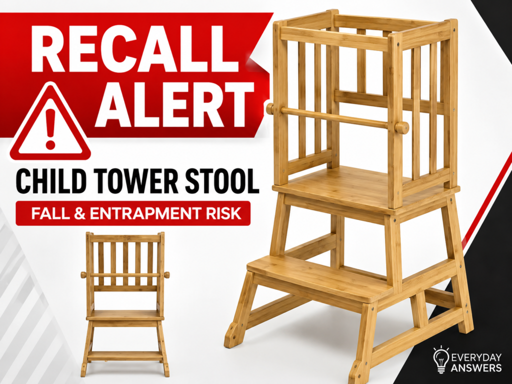 Cosyland Tower Stool Recall alert warning parents about recalled children’s tower stools with fall and entrapment hazards