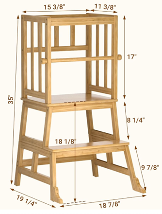 Cosyland Tower Stool Recall dimensions image showing recalled children’s tower stool size and structure