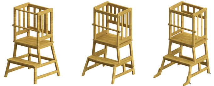 Cosyland Tower Stool Recall image showing three versions of the recalled children’s tower stools