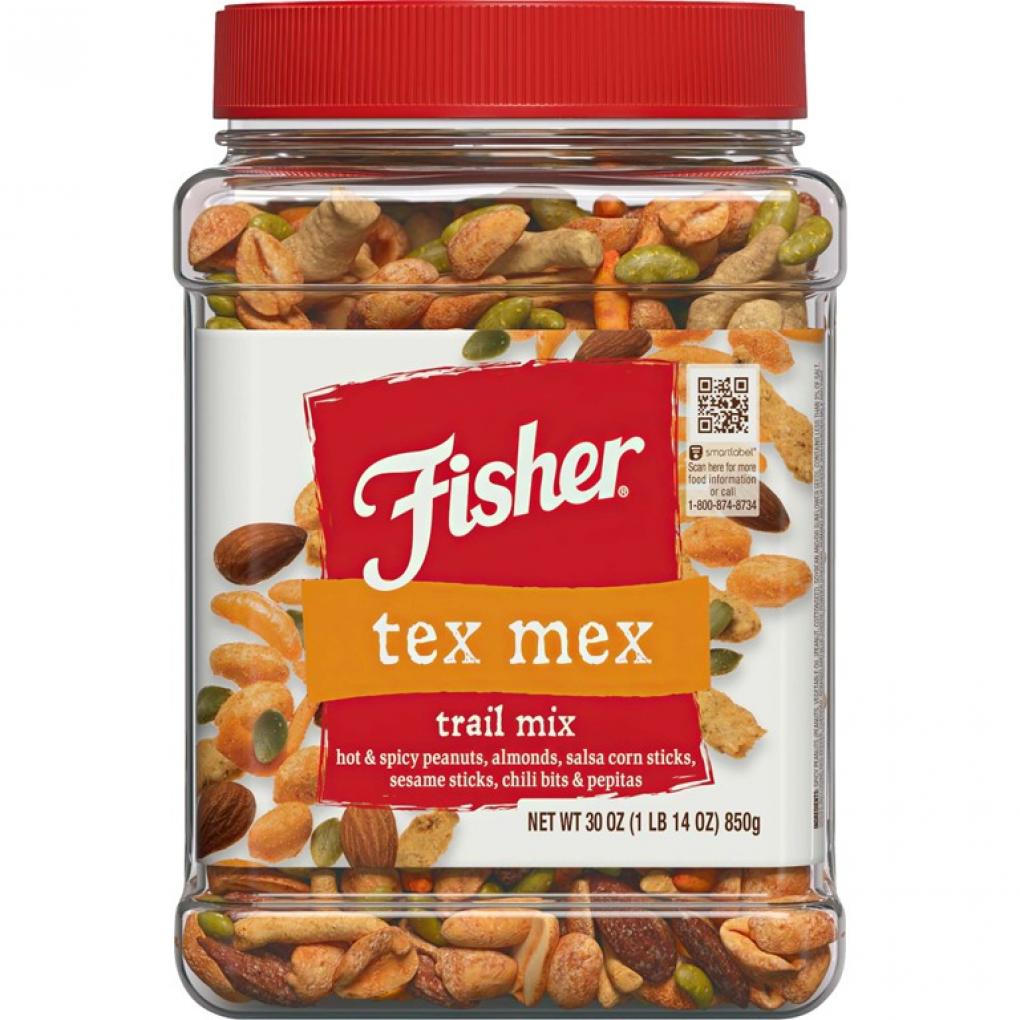 Front package image of recalled Fisher Tex Mex Trail Mix included in FDA Snack Mix Recall over possible Salmonella contamination