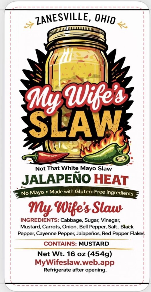 My Wife’s Slaw Jalapeño Heat coleslaw product label involved in FDA recall