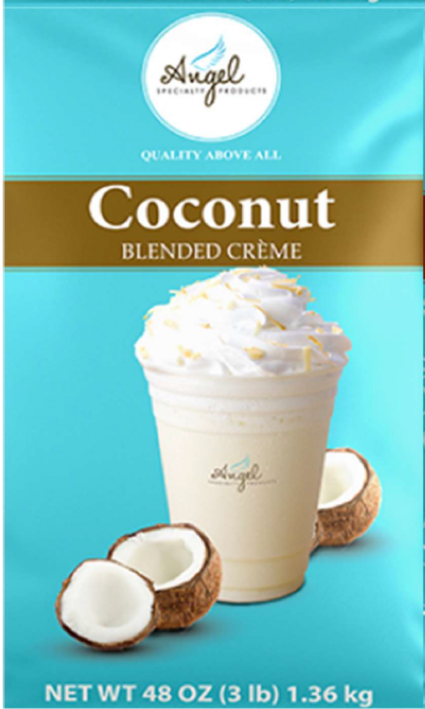 SKS Copack recall image of Angel Specialty Products Coconut Blended Creme beverage mix