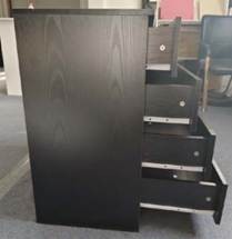 Segmart 4-Drawer Dresser recalled black dresser side view with drawers open showing clothing storage unit involved in tip-over recall