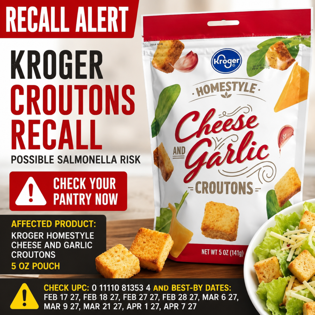 Kroger croutons recall alert for possible Salmonella risk in cheese and garlic croutons