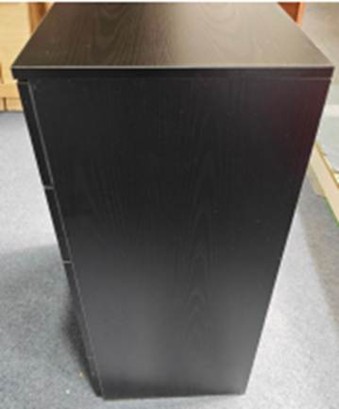 Side profile of UHOMEPRO 5-drawer dresser involved in dangerous furniture safety warning
