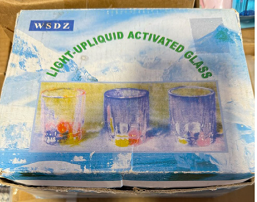 Packaging for recalled WSDZ light-up shot glasses sold by ABC Trading