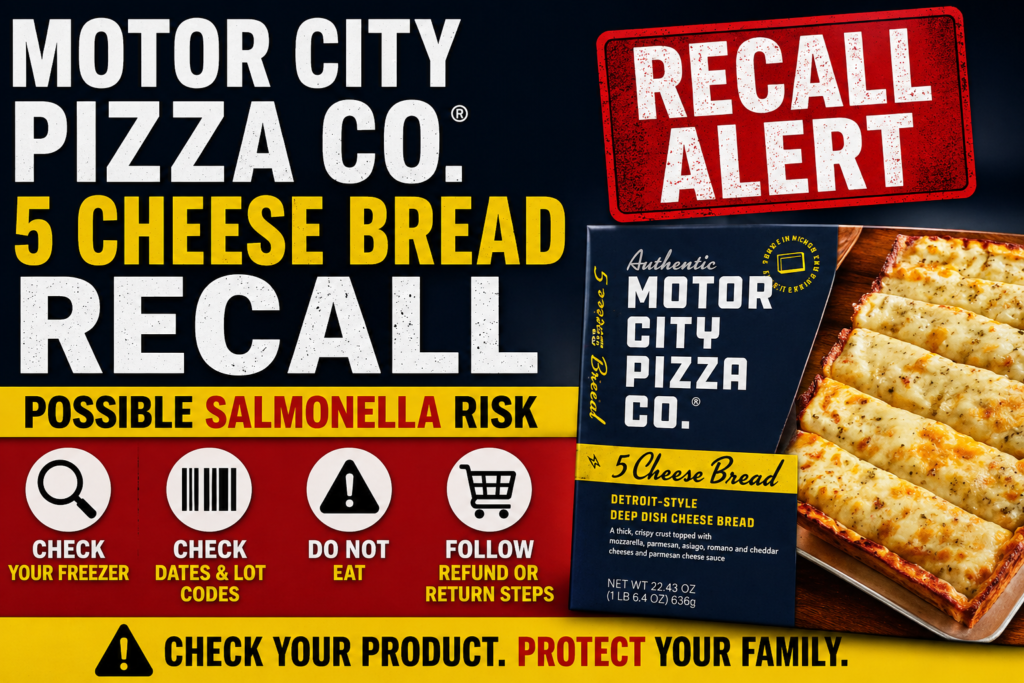  Motor City Pizza Co 5 Cheese Bread recall alert for possible Salmonella contamination
